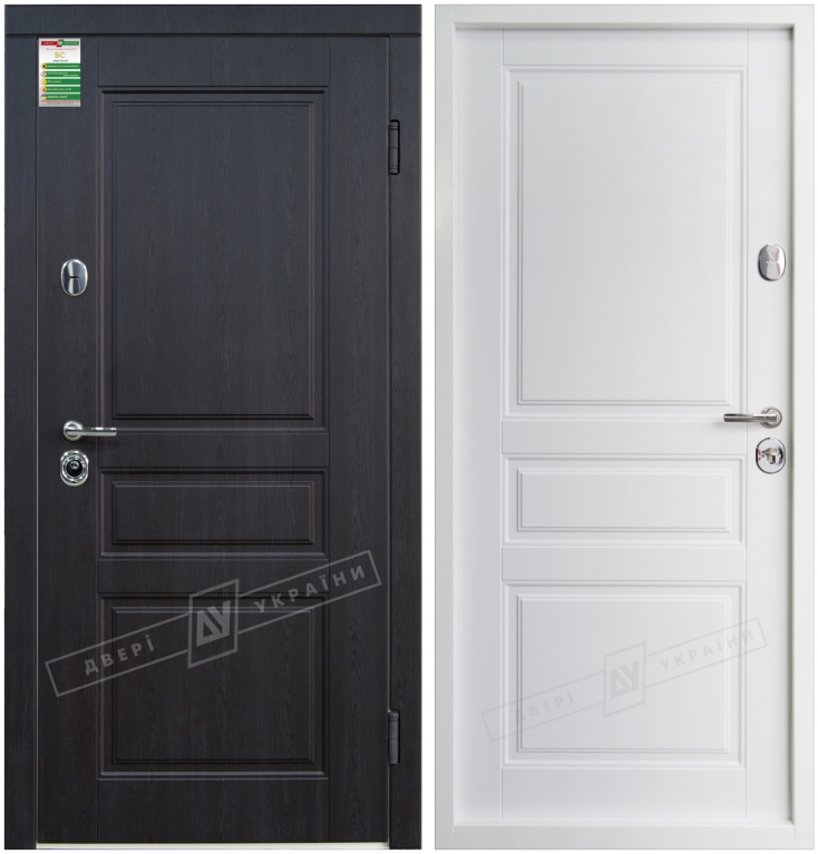 Двері вхідні серії "БС 3" модель ПРОВАНС 3 / Комплектація №2 KALE / Венге прованс СВ521V-1-43 / Білий супермат WHITE_02
