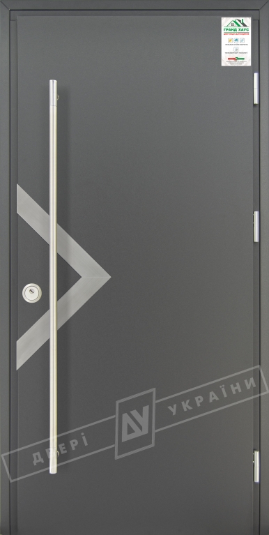 Двери входные уличные серии "GRAND HOUSE 73 mm" / Модель №6 / цвет: Графит металлик / Ручка-скоба [2 стороны]