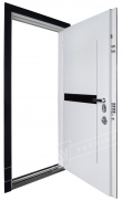 Двери входные ТМ ДВЕРИ УКРАИНЫ серии "ИНТЕР 6" модель ЭЛИС чёрное стекло / Моттура / Чёрный софттач RB5013UD-B10-0,35 / Белый супермат WHITE_02