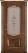 Двери межкомнатные ТМ "ТЕРМИНУС", модель: "МОДЕЛЬ 41", покрытие: шпонированные, цвет: Дуб браун, матовое стекло с декором