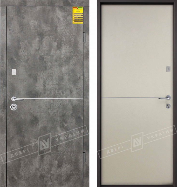 Двері вхідні серії "СІТІ 2" / Комплектація №1 [RICCARDI] / МОНАКО / Сланець темний MBP 8846-6 / Цемент мигдаль MBP 1201R