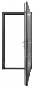 Двери входные уличные серии "GRAND HOUSE 73 mm" / Модель №7 / цвет: Графит металлик / Защитная ручка на планке