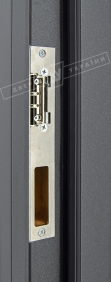 Двері вхідні для приватних будинків серії "GRAND HOUSE 73 mm" / Модель №9 / колір: Графіт металік / Захисна ручка на планці