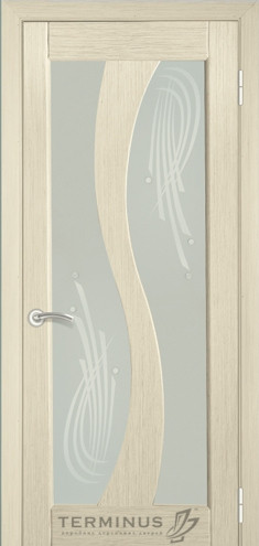 Двери межкомнатные ТМ "ТЕРМИНУС", модель: "МОДЕЛЬ 15", покрытие: шпонированные, цвет: Белёный дуб, матовое стекло + фьюзинг
