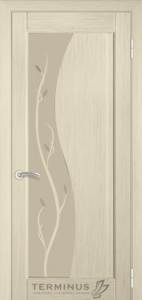Двері міжкімнатні ТМ "ТЕРМІНУС", модель: "МОДЕЛЬ 16", покриття: шпоновані, колір: Білий дуб, матове скло + фьюзинг