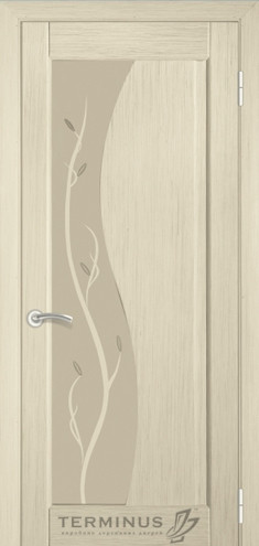 Двери межкомнатные ТМ "ТЕРМИНУС", модель: "МОДЕЛЬ 16", покрытие: шпонированные, цвет: Белёный дуб, матовое стекло + фьюзинг