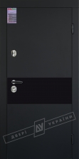 Двері вхідні серії ІНТЕР / Комплектація №1 [KALE] / ART GLASS 1 / Чорний софттач RB5013UD-B10-0,35 / Білий супермат WHITE_02