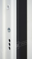 Двері вхідні ТМ ДВЕРІ УКРАЇНИ серії "БС 3" модель ЕЛІС чорне скло / Комплектація №3 SECUREMME / Чорна шагрень BLACK-101C / Білий супермат WHITE_02