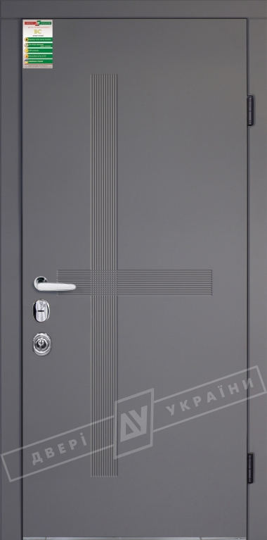 Двері вхідні серії БС / Комплектація №4 [MOTTURA] / ЛЕКС / Елегантний сірий софттач HRB 9377UD B10-0,35