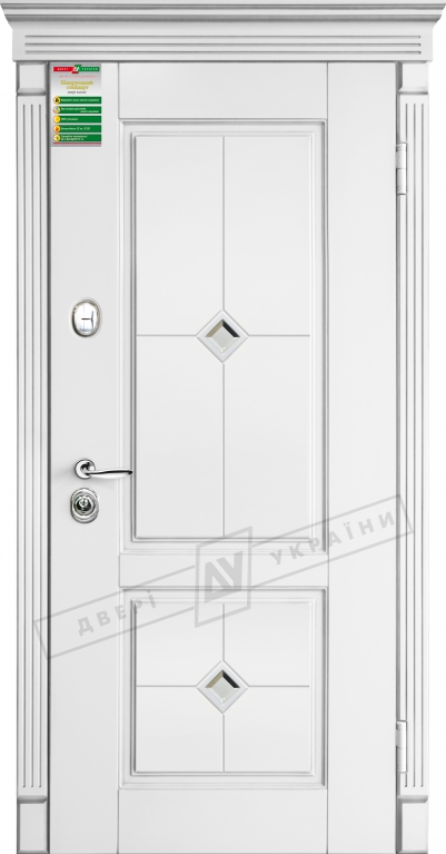 Двері вхідні серії БС / ПРОВАНС 2 Кристал / Білий супермат WHITE_02