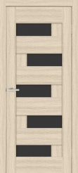 Двери межкомнатные ТМ "ОМИС", модель: "ДОМИНО", покрытие: ПВХ, цвет: Белёный дуб, чёрное стекло