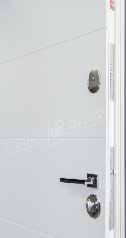 Двері вхідні ТМ ДВЕРІ УКРАЇНИ серії "ІНТЕР" / Комплектація №1 [KALE]модель Стела антрацит / Турин білий супермат