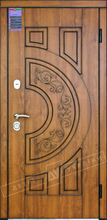 Двері вхідні серії ІНТЕР / Комплектація №1 [KALE] / ЗЛАТА / Золотий дуб (дверна) DE-921-55-14 + ПАТИНА