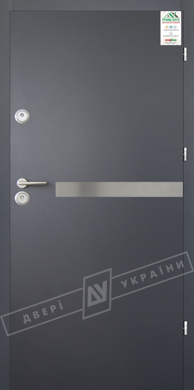 Двери входные уличные серии "GRAND HOUSE 56 mm" / Модель №8 / цвет: Графит металлик муар