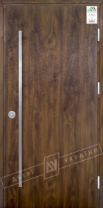 Двері вхідні для приватних будинків серії "GRAND HOUSE 73 mm" / модель ФЛЕШ / колір: Темний горіх / Ручка-скоба [2 сторони]