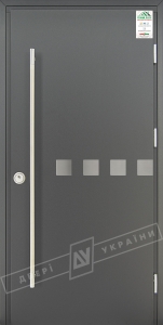 Двері вхідні для приватних будинків серії "GRAND HOUSE 73 mm" / Модель №10 / колір: Графіт металік / Ручка-скоба [2 сторони]
