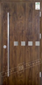 Двері вхідні для приватних будинків серії "GRAND HOUSE 73 mm" / Модель №10 / колір: Темний горіх / Ручка-скоба [2 сторони]