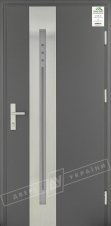 Двери входные уличные серии "GRAND HOUSE 73 mm" / Модель №8 / цвет: Графит металлик / Защитная ручка на планке