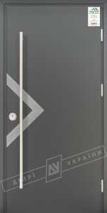 Двері вхідні для приватних будинків серії "GRAND HOUSE 73 mm" / Модель №6 / колір: Графіт металік / Ручка-скоба [2 сторони]