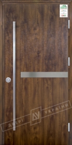 Двері вхідні для приватних будинків серії "GRAND HOUSE 73 mm" / Модель №8 / колір: Темний горіх / Ручка-скоба [2 сторони]