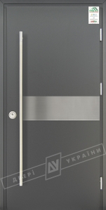 Двері вхідні для приватних будинків серії "GRAND HOUSE 73 mm" / Модель №9 / колір: Графіт металік / Ручка-скоба [2 сторони]