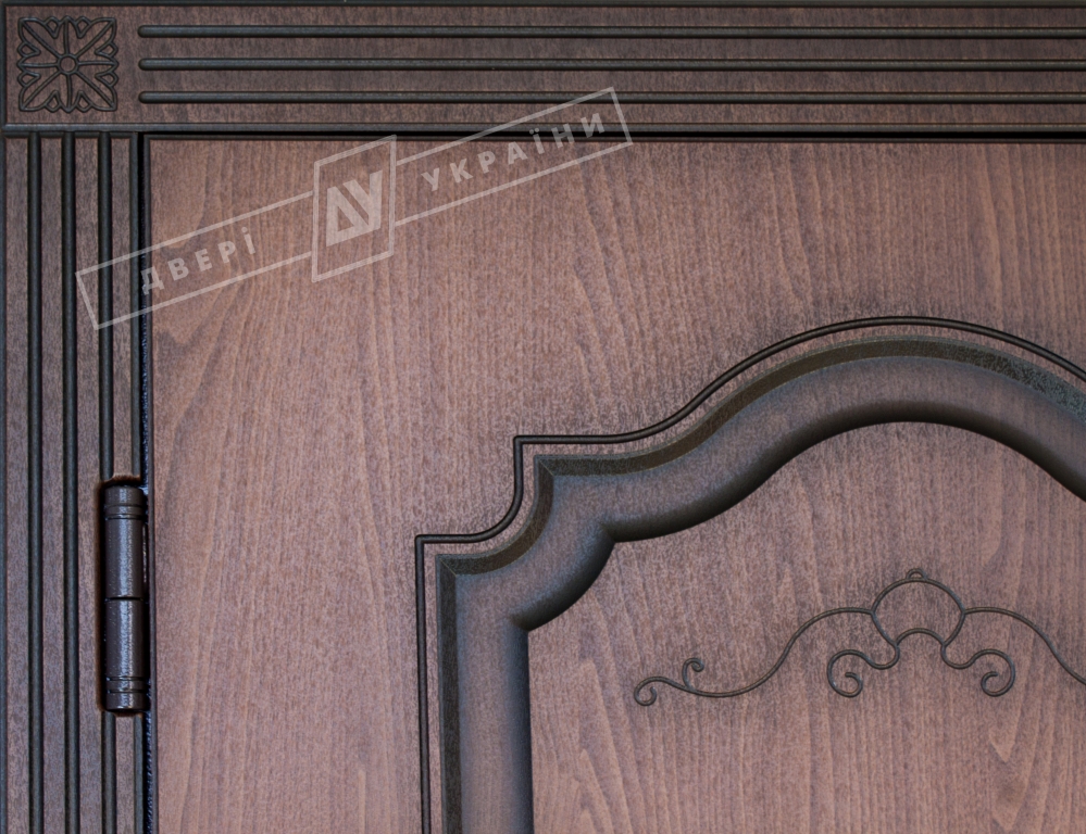 Двері вхідні серії БС / Комплектація №1 [RICCARDI] / ПРЕСТИЖ / Горіх світлий DE-1880-3 + ПАТИНА