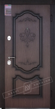 Двері вхідні серії ІНТЕР / Комплектація №1 [KALE] / ПРЕСТИЖ / Горіх світлий (дверна) DE-1880-3 + ПАТИНА