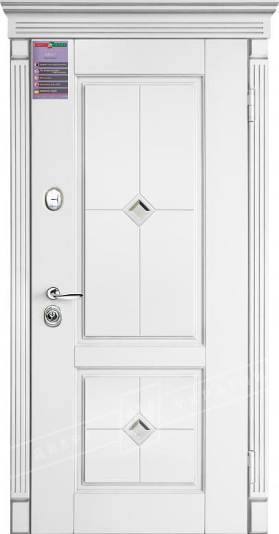 Двері вхідні серії ІНТЕР / Комплектація №1 [KALE] / ПРОВАНС 2 Кристал / Білий супермат WHITE_02