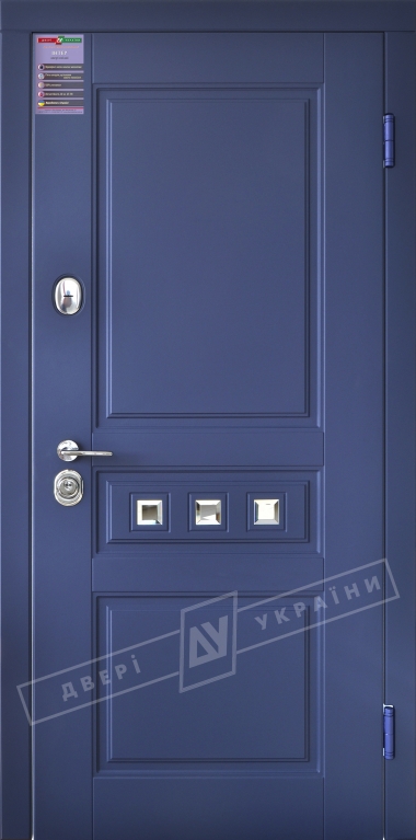Двері вхідні серії ІНТЕР / Комплектація №1 [KALE] / ПРОВАНС 3 Кристал / Сапфір східний софттач DHRB 3248UD B10-0,35 / Білий супермат WHITE_02