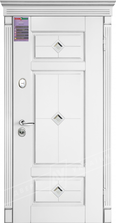 Двері вхідні серії ІНТЕР / Комплектація №1 [KALE] / ПРОВАНС 4 Кристал / Білий супермат WHITE_02