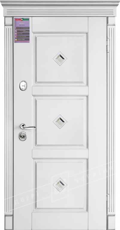 Двері вхідні серії ІНТЕР / Комплектація №1 [KALE] / ПРОВАНС 5 Кристал / Білий супермат WHITE_02