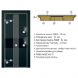 Двери входные серии ИНТЕР / Комплектация №3 [MOTTURA] / ЭЛИС / Чёрный софттач RB5013UD-B10-0,35