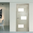 Двери межкомнатные ТМ "ОМИС", модель: "КУБ", покрытие: ПВХ, цвет: Белёный дуб, матовое стекло