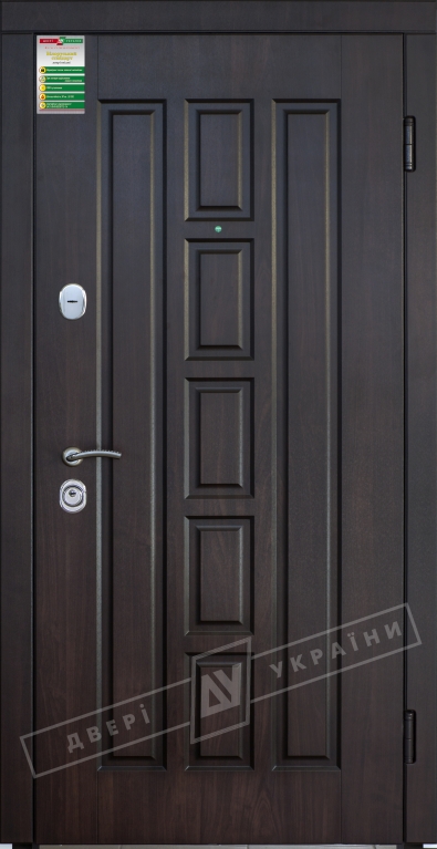 Двері вхідні серії БС / Комплектація №1 [RICCARDI] / КВАДРО / Горіх темний DE-98037-10 + ПАТИНА