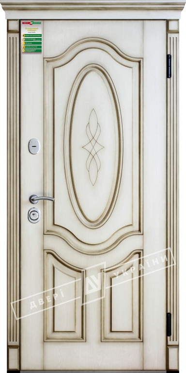 Двері вхідні серії БС / Комплектація №1 [RICCARDI] / ЛЕДІ / Дуб цінамон OAK 1101-07 + ПАТИНА