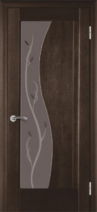 Двері міжкімнатні ТМ "ТЕРМІНУС", модель: "МОДЕЛЬ 16", покриття: шпоновані, колір: Венге, матове скло + фьюзинг