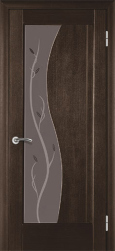 Двери межкомнатные ТМ "ТЕРМИНУС", модель: "МОДЕЛЬ 16", покрытие: шпонированные, цвет: Венге, матовое стекло + фьюзинг