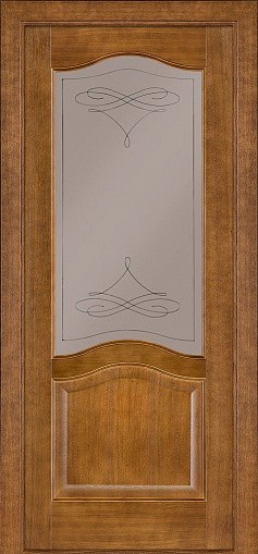 Двери межкомнатные ТМ "ТЕРМИНУС", модель: "МОДЕЛЬ 03", покрытие: шпонированные, цвет: Дуб тёмный, матовое стекло с декором