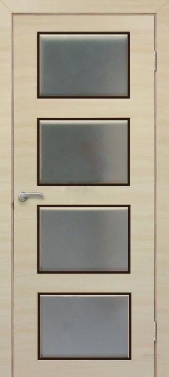 Двері міжкімнатні ТМ "ОМІС", модель: "АЛЬТА 3", покриття: ламіновані, колір: Білий дуб (штапик Венге), матове скло