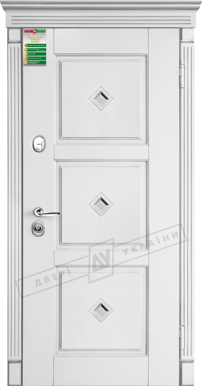 Двері вхідні серії БС / ПРОВАНС 5 Кристал / Білий супермат WHITE_02