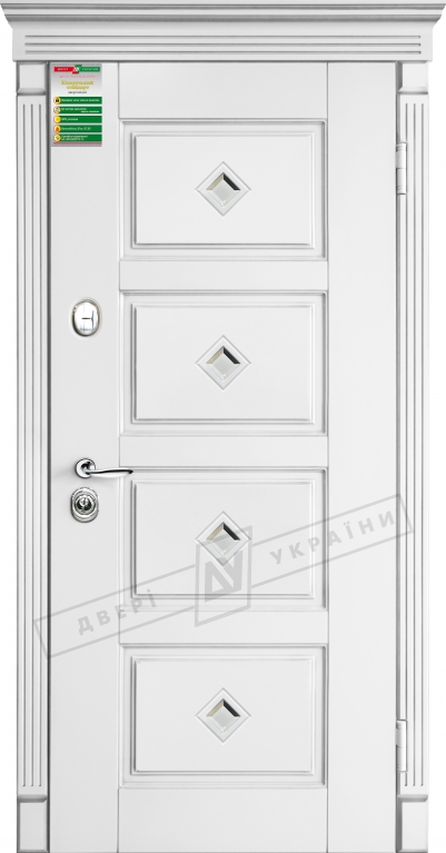 Двері вхідні серії БС / ПРОВАНС 6 Кристал / Білий супермат WHITE_02
