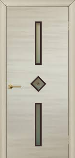 Двері міжкімнатні ТМ "ОМІС", модель: "ДІАДЕМА-Ф'ЮЗИНГ", покриття: ламіновані, колір: Білий дуб (штапик Венге), матове скло + фьюзинг