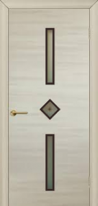 Двери межкомнатные ТМ "ОМИС", модель: "ДИАДЕМА-ФЬЮЗИНГ", покрытие: ламинированные, цвет: Белёный дуб (штапик Венге), матовое стекло + фьюзинг