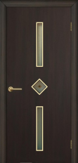 Двері міжкімнатні ТМ "ОМІС", модель: "ДІАДЕМА-Ф'ЮЗИНГ", покриття: ламіновані, колір: Венге (штапик Білий дуб), матове скло + фьюзинг
