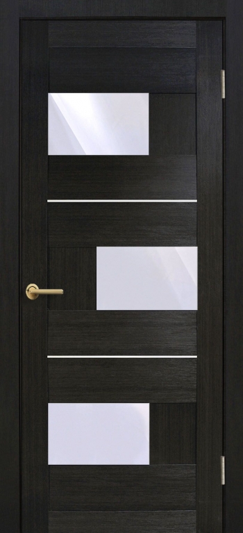 Двери межкомнатные ТМ "ОМИС", модель: "КУБ", покрытие: ПВХ, цвет: Венге дымчатый, матовое стекло