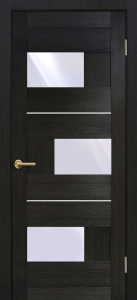 Двері міжкімнатні ТМ "ОМІС", модель: "КУБ", покриття: ПВХ, колір: Венге димчастий, матове скло