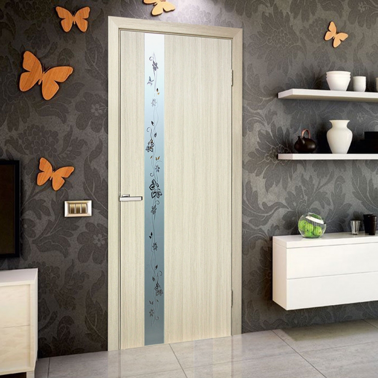 Двери межкомнатные ТМ "ОМИС", модель: "ЗЕРКАЛО 2", покрытие: ламинированные, цвет: Белёный дуб, зеркало с декором